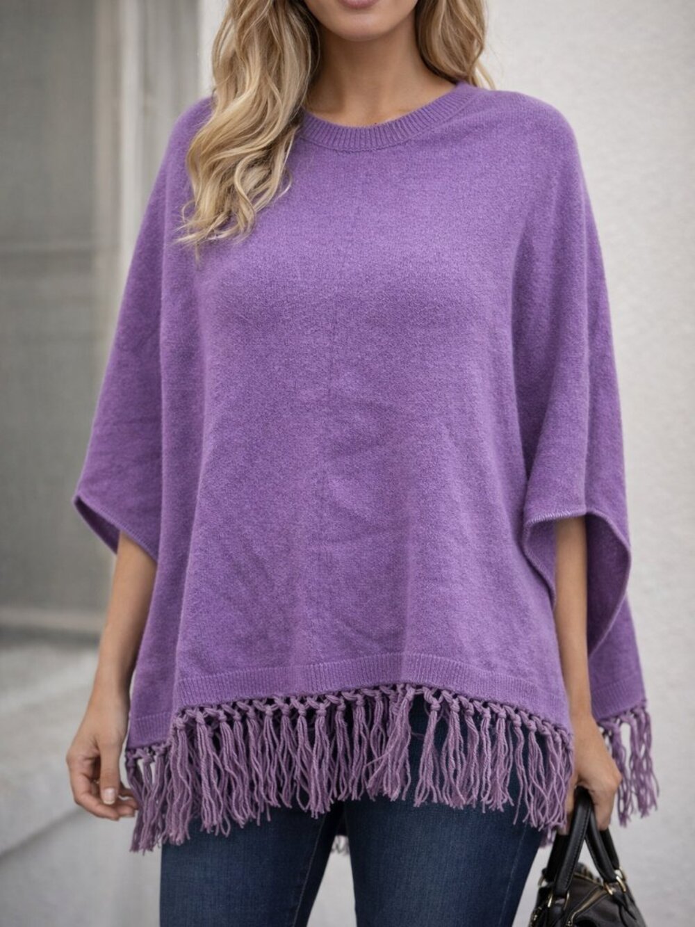 Purple Wool–Cashmere Poncho by PINOTTI — Made in Italy